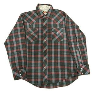 VTG Miller Western Wear Men’s 17‑35 (XL) Plaid Cowboy Pearl Snap Shirt